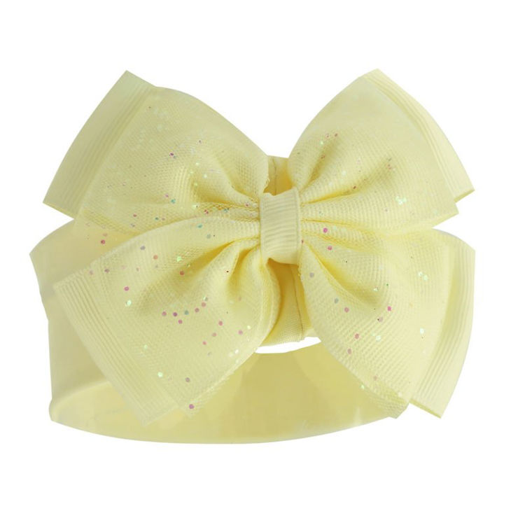 Picture of HB92-N: – F3127-6938- HEADBAND W/GLITTER BOW YELLOW